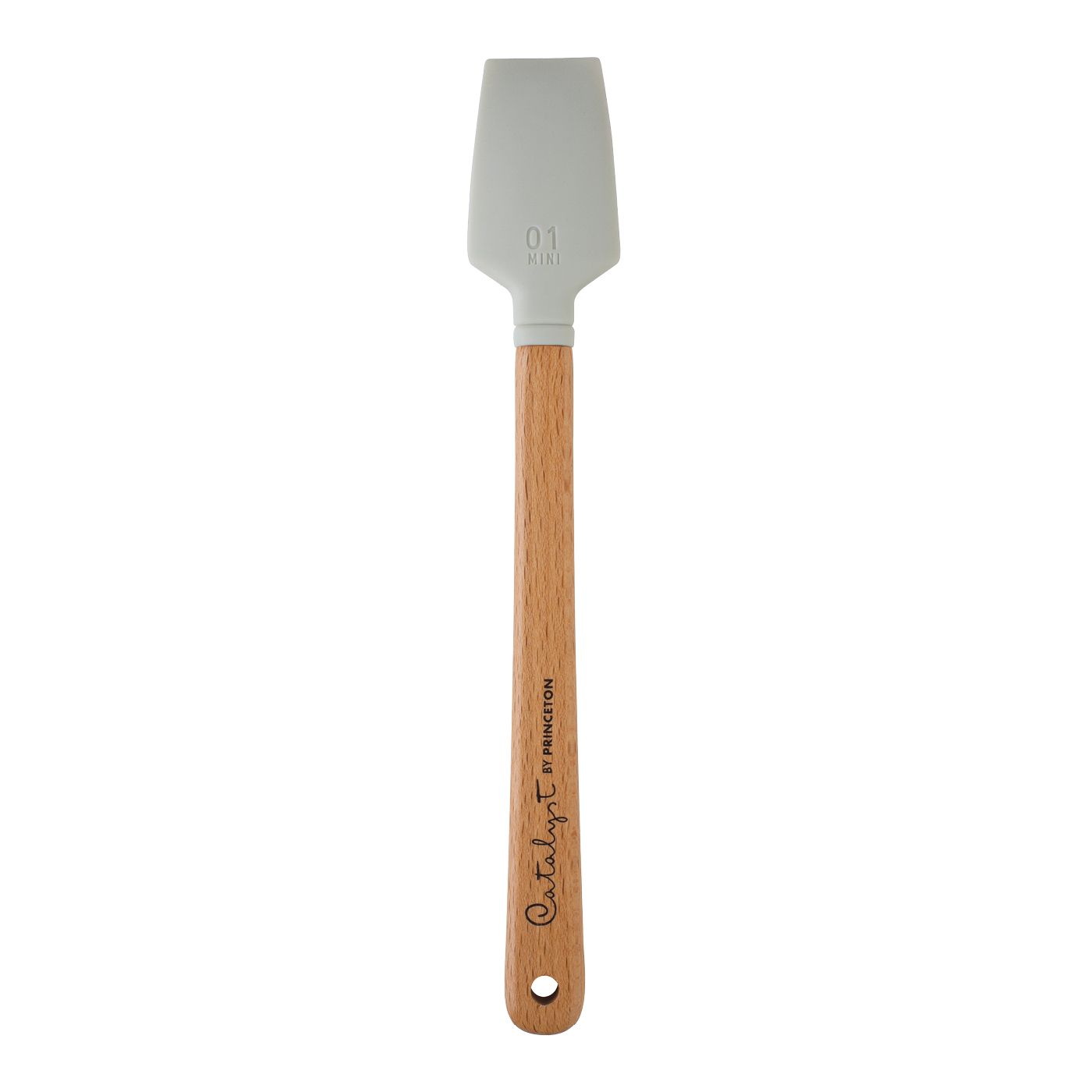 Princeton Mini Blade silikonisivellin No 1 Flat, lyhytvartinen, valkoinen/puuta