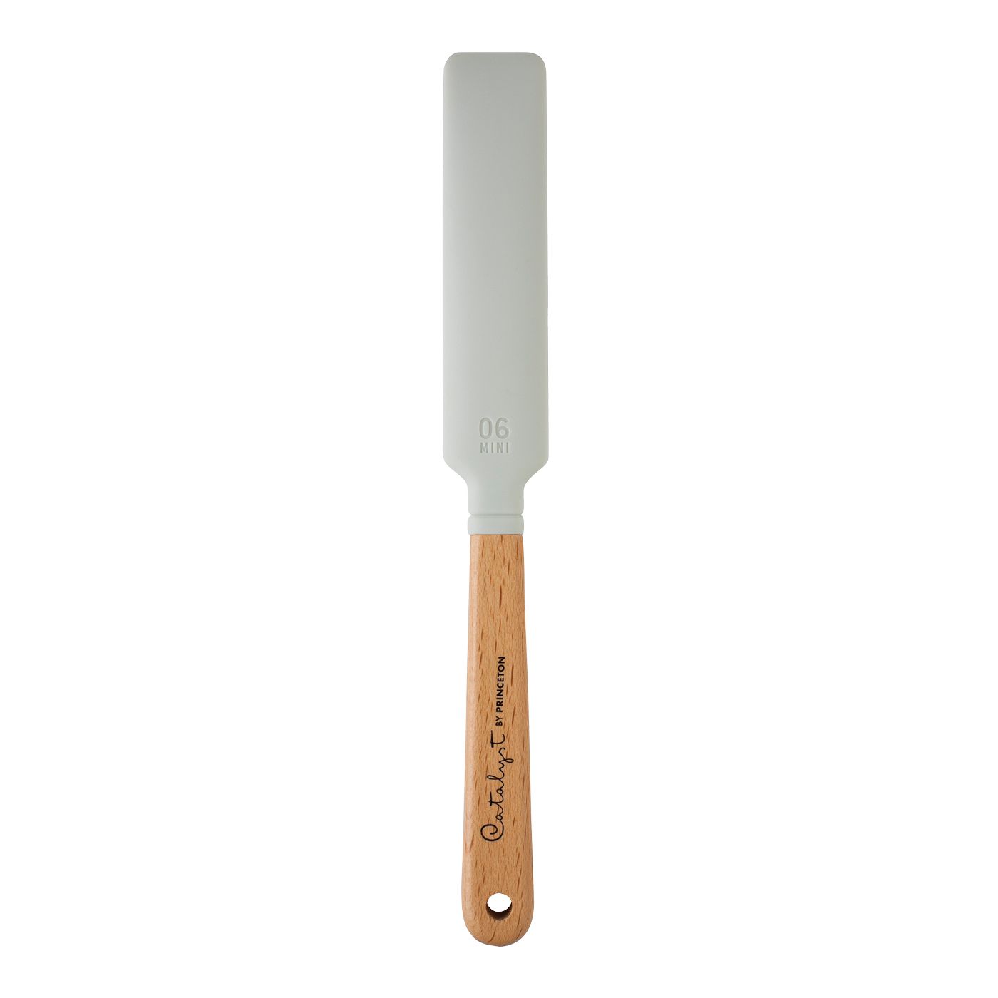 Princeton Mini Blade silikonisivellin No 6 Long, lyhytvartinen, valkoinen/puuta