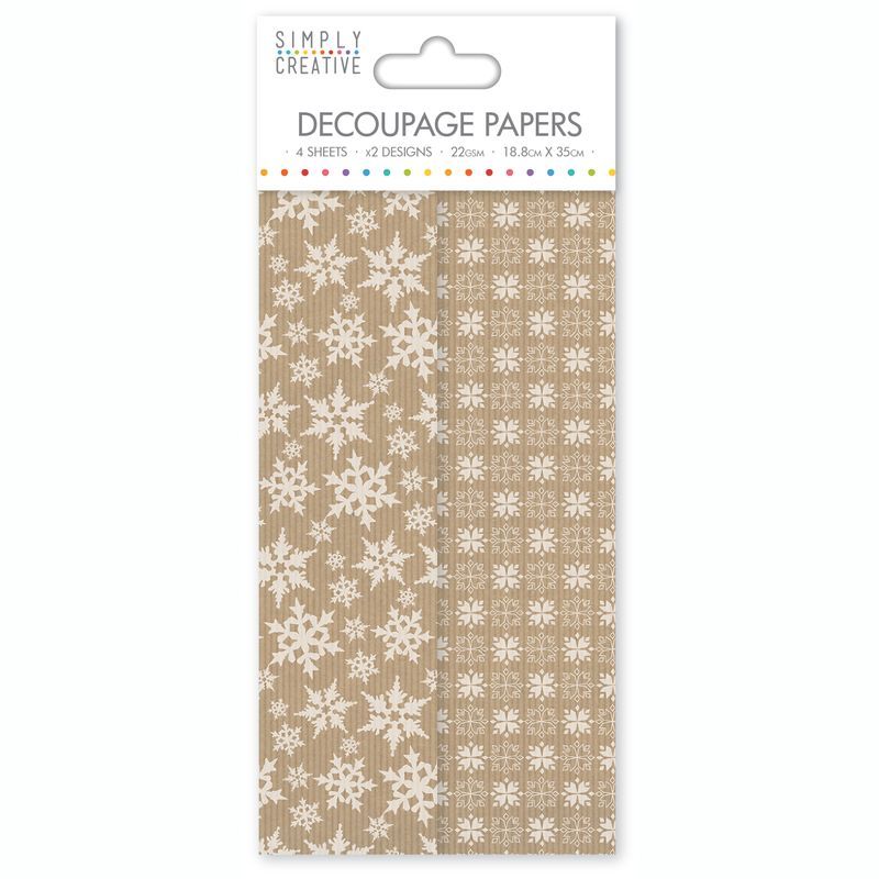 P. SC Decoupage pap 4ark 2 kuosia 18,8x35cm rusk.h, craft snowflake