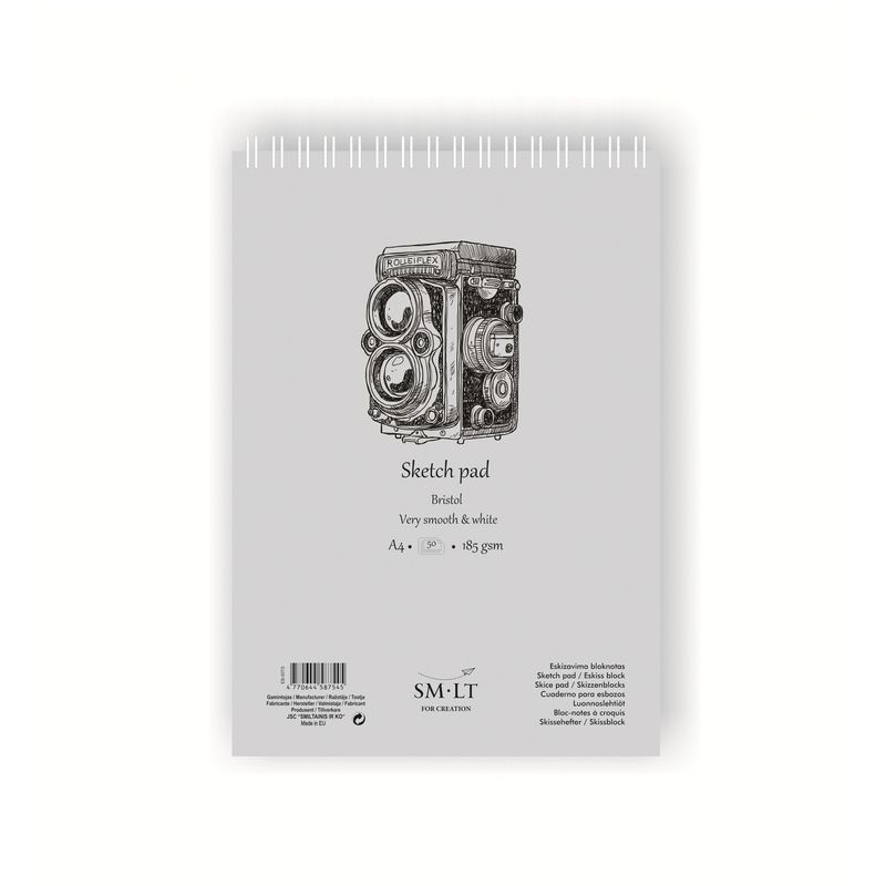 SMLT Luonnoslehtiö Bristol 185g A4 (50) extravalko, mikroperforointi, kierre yläreunassa