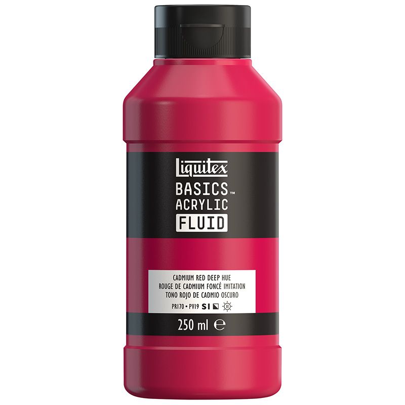T LQX Basics Fluid 250ml 311 Cadmium Red Deep Hue, juokseva akryyliväri