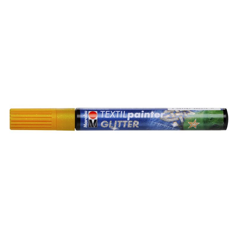 T Marabu Tekstiilitussi Glitter 523 3mm oranssi, vaaleille ja tummille kankaille