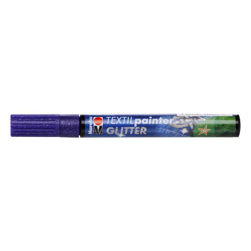 T Marabu Tekstiilitussi Glitter 551 3mm violetti, vaaleille ja tummille kankaille