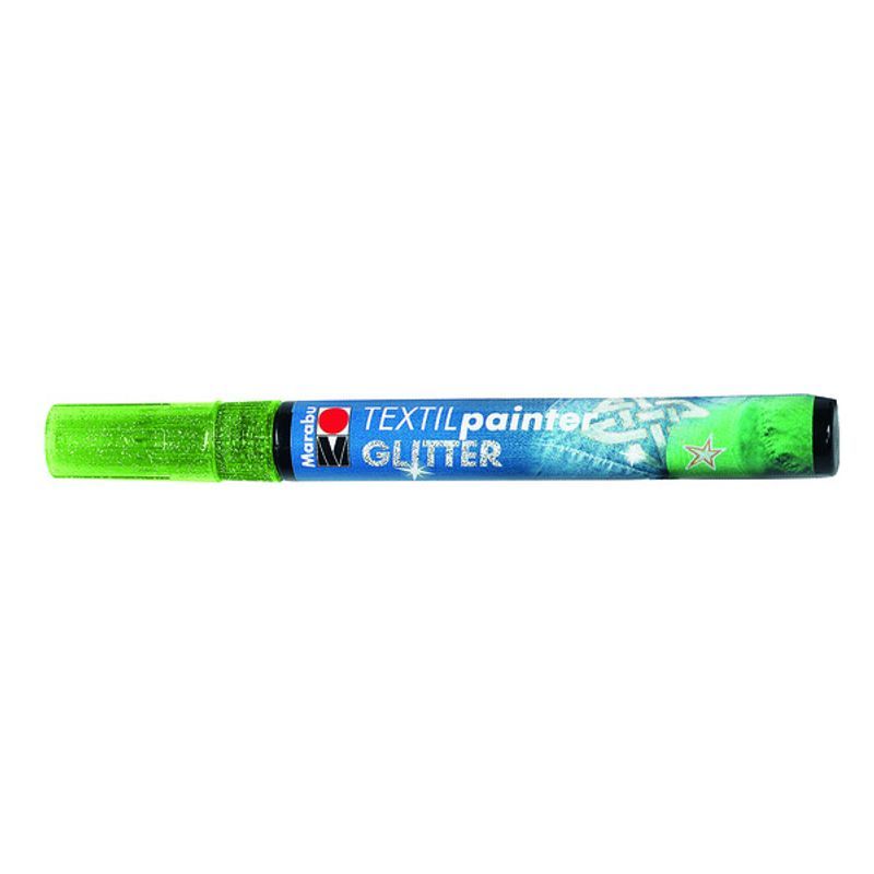 T Marabu Tekstiilitussi Glitter 567 3mm vihreä, vaaleille ja tummille kankaille