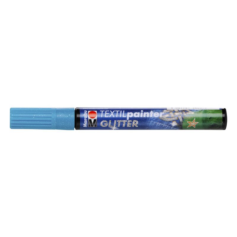 T Marabu Tekstiilitussi Glitter 592 3mm petroli, vaaleille ja tummille kankaille