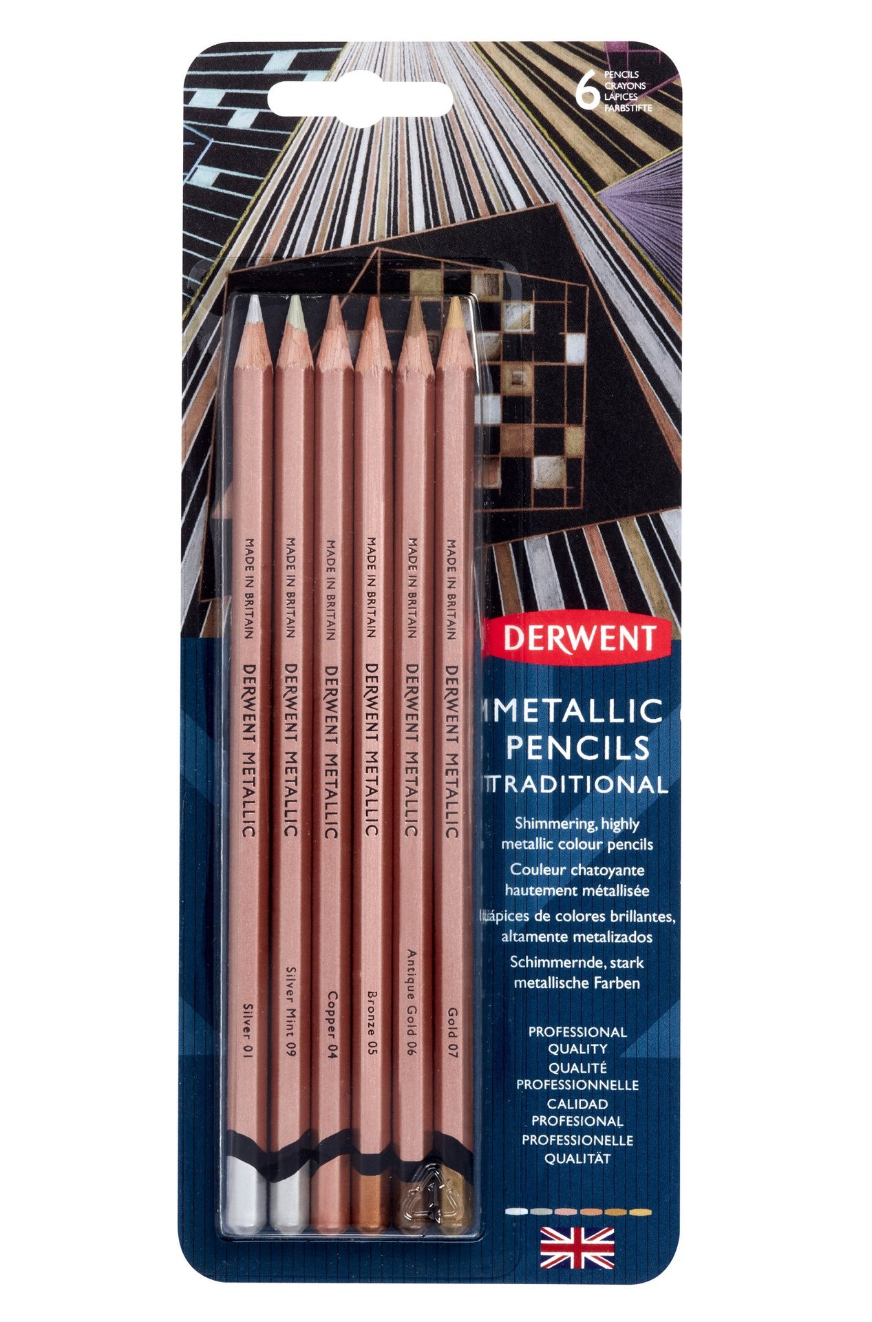 Derwent Metallic 6 kynää blister