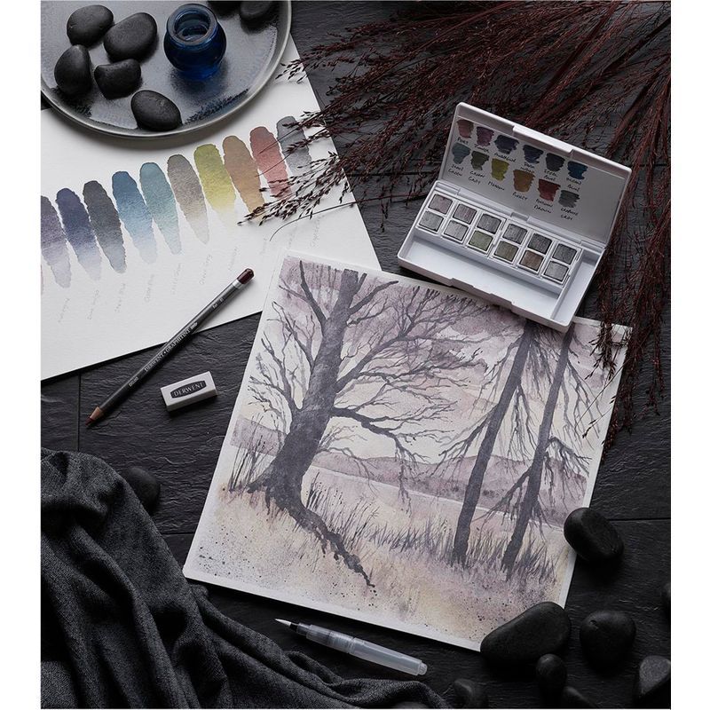 Derwent Graphitint Watercolor Paint 12 Pan Palette