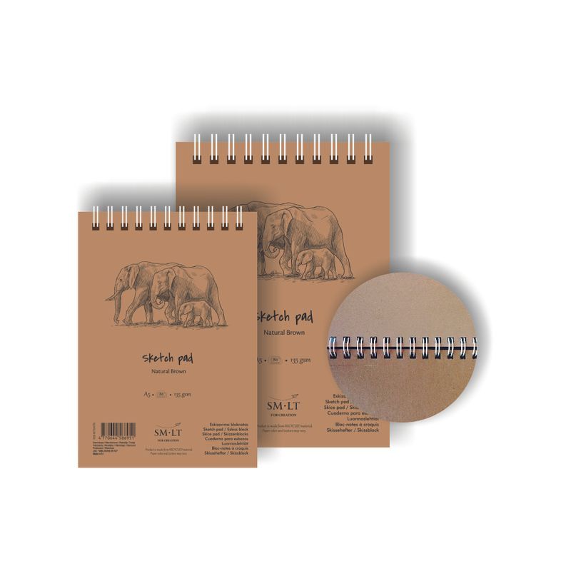 SMLT Brown-luonnoslehtiö 135g A4 (80) voimapaperia, mikroperforointi, kierre yläreunassa, kierrätyspap