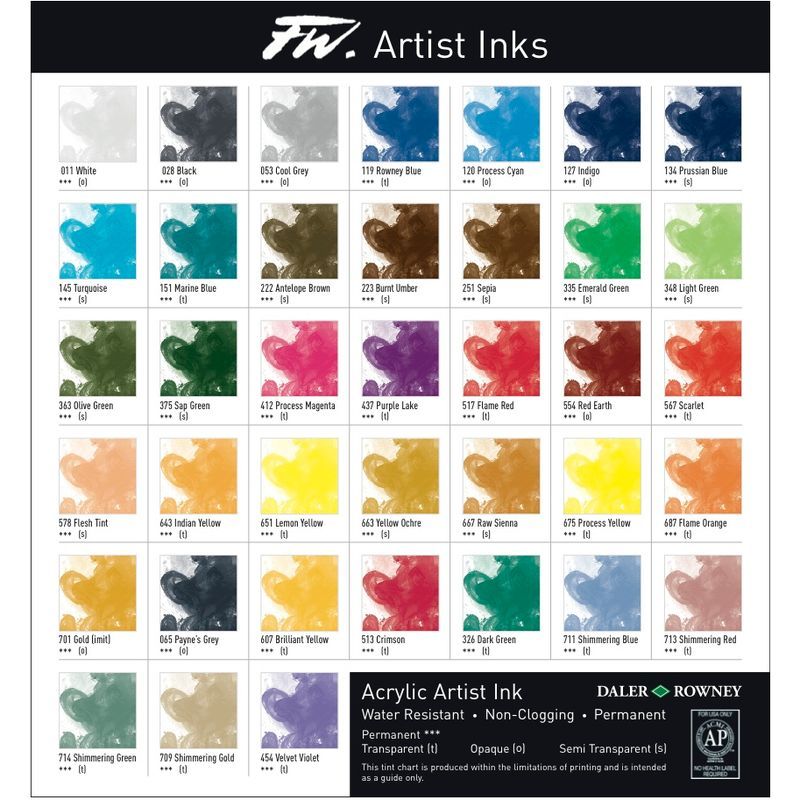 DR FW Acrylic ink 29.5ml 412 Process magenta, Taiteilijatasoinen muste