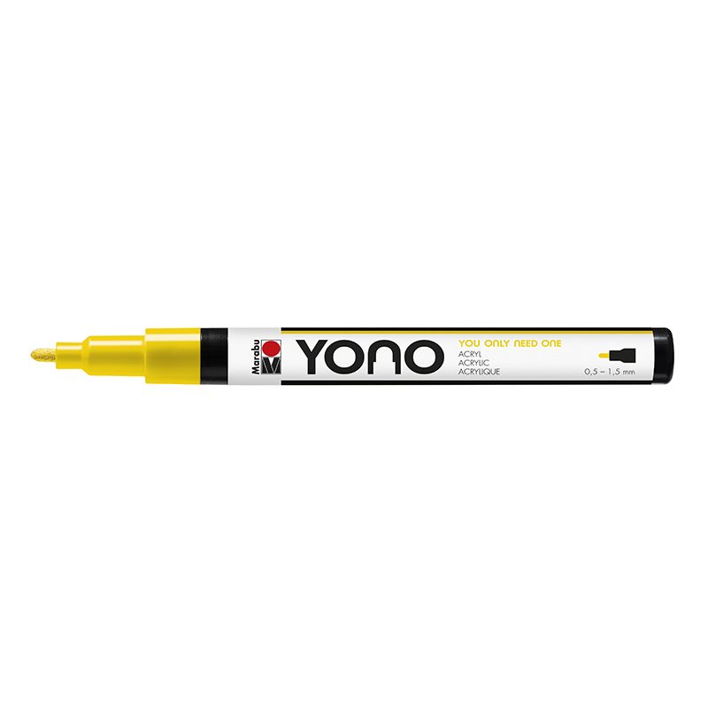 Marabu YONO Marker 0,5-1,5mm 019 yellow, akryylimaalitussi, pyöreä kärki