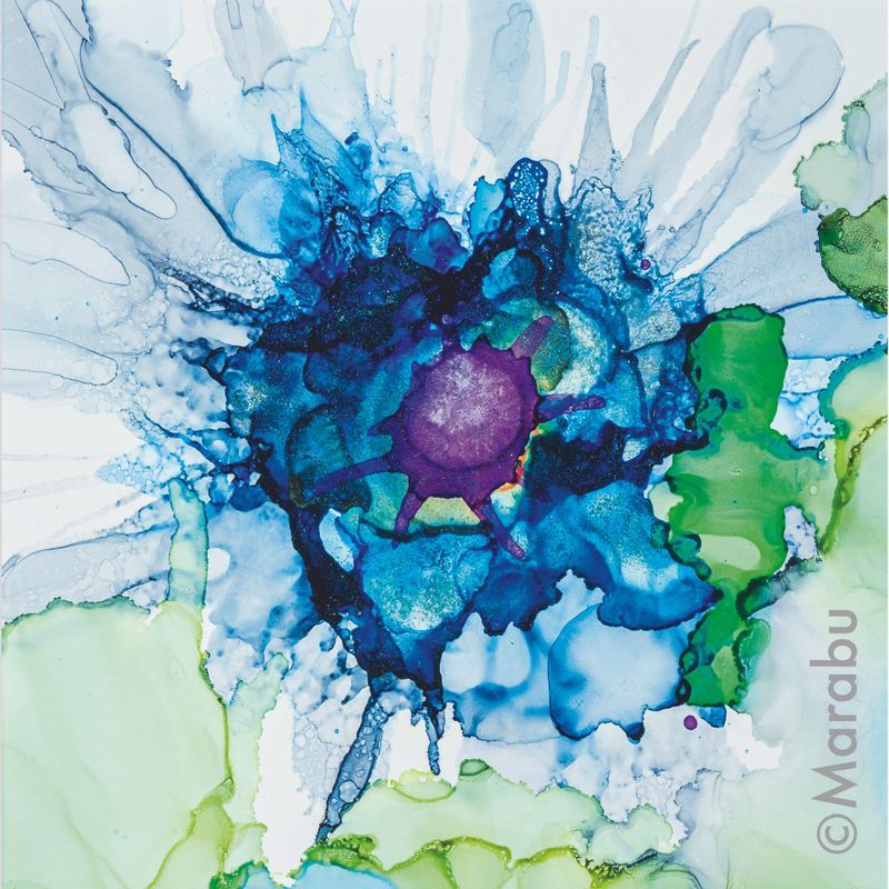 Marabu Alcohol Ink Set Underwater 3x20ml+tussi, värit 057, 081 + diamond 510, tussi 5 muovipap.ark