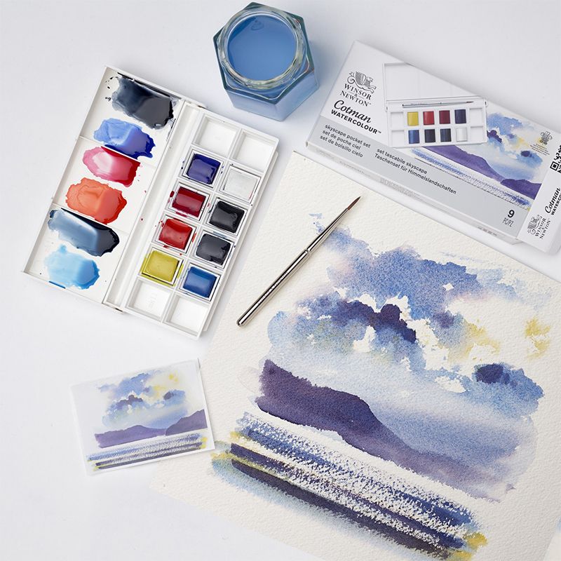 WN Cotman Pocket Skyscape 8 x 1/2 nappia, akvarellilajitelma