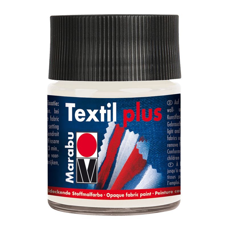 Marabu Tekstiiliväri PLUS 50ml 070 white, vaaleille ja tummille kankaille