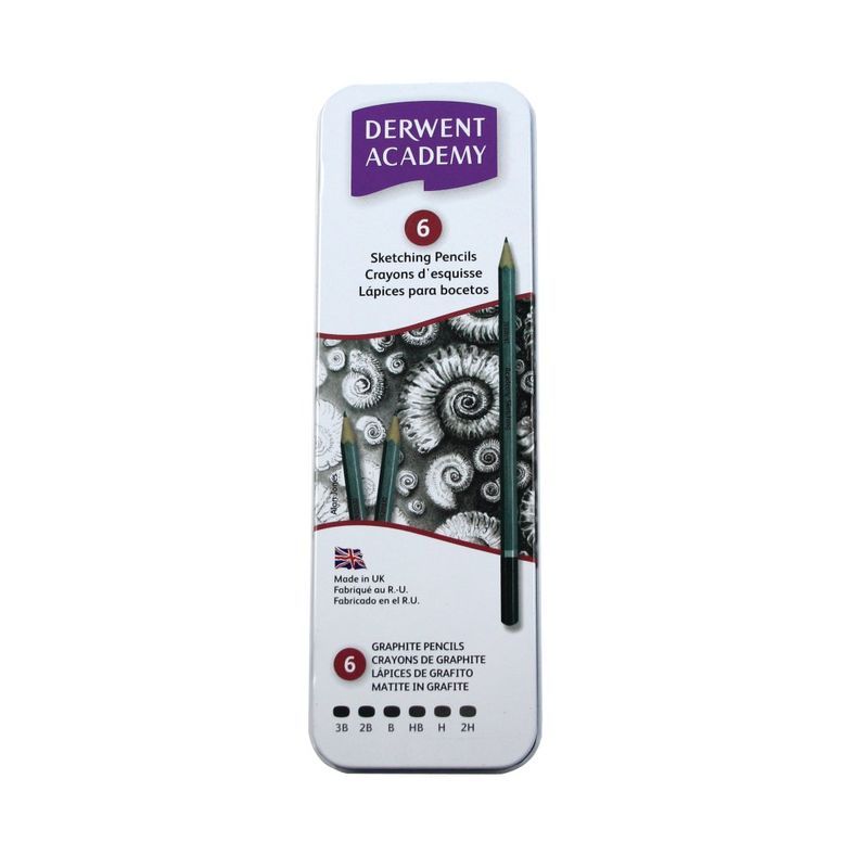 Derwent Academy Sketching 6 lajitelma, 3B,2B,B,HB,H,2H