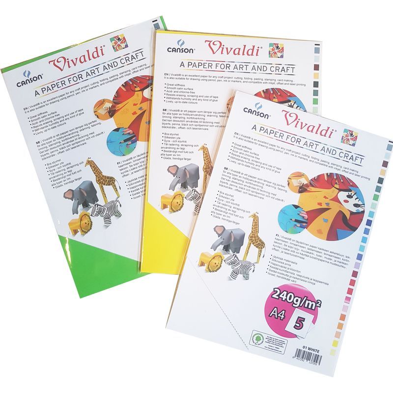 Canson Iris Vivaldi 240g A4 04 Canary yellow 5arki, 5 arkin pakkaus