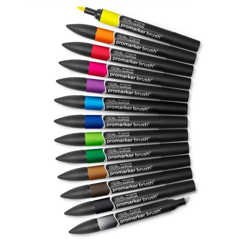 WN Promarker Brush 12+1 Vibrant tones, sivellintussilajitelma