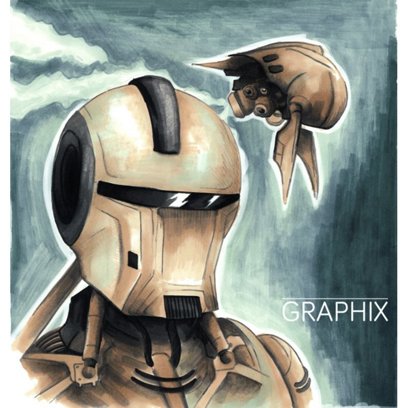 P. Marabu Graphix Sketch 6 Alpha Robot grey shade, kaksipäinen, terävä ja taltta