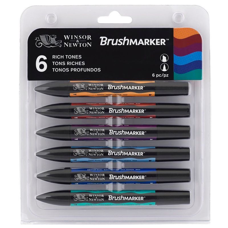 WN Promarker Brush Rich tones 6-lajitelma, sivellintussilajitelma