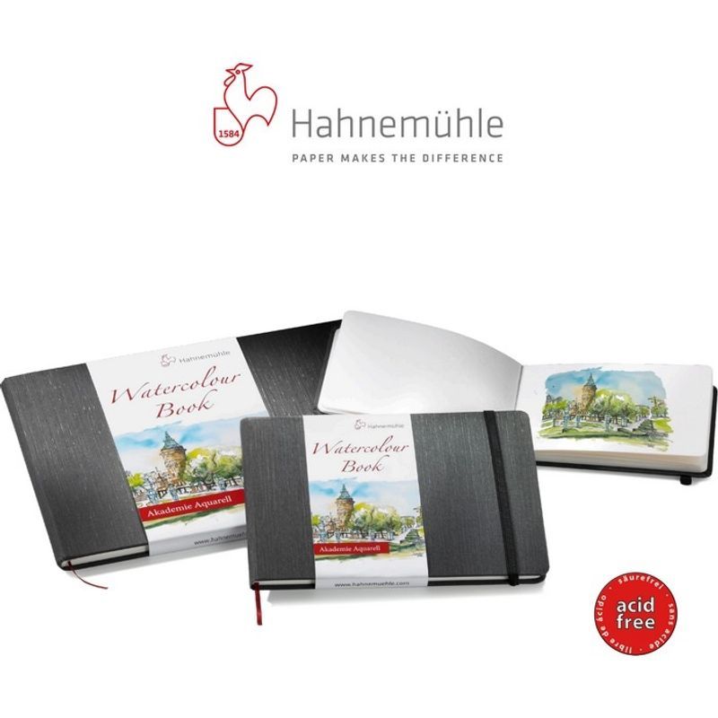 P. HM Akademie akvarellikirja  200g A6  (30) vaaka, Kovakantinen, kuminauhasuljenta