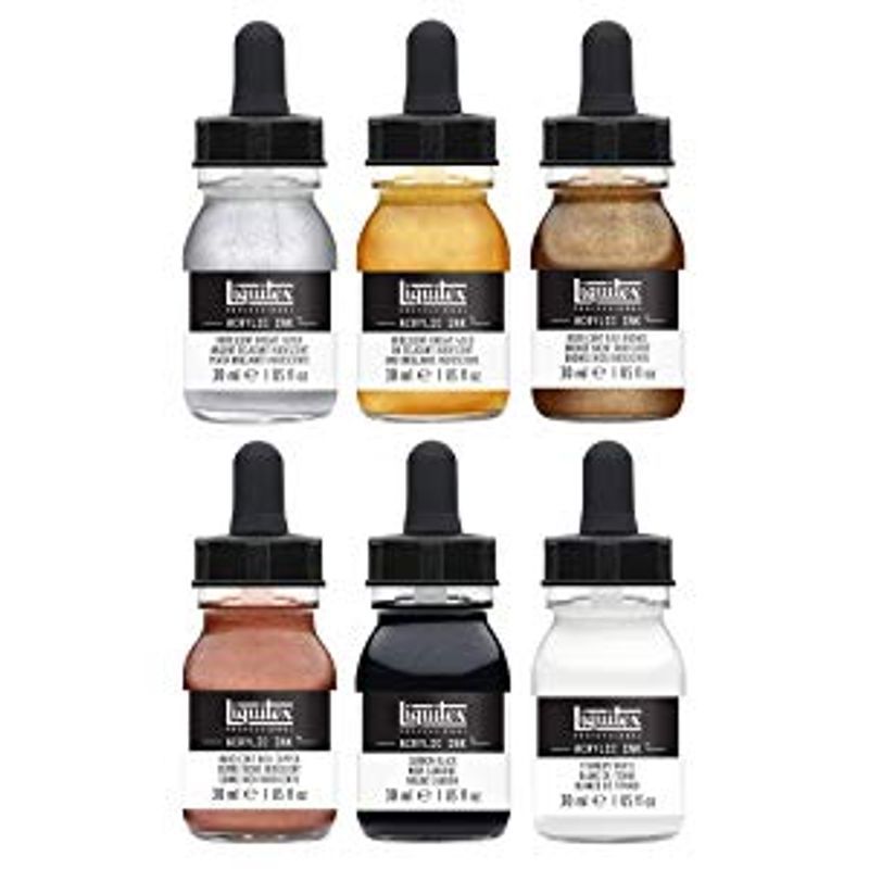 Liquitex Acrylic Ink Set 6x30ml Metallic, Akryylimustesetti